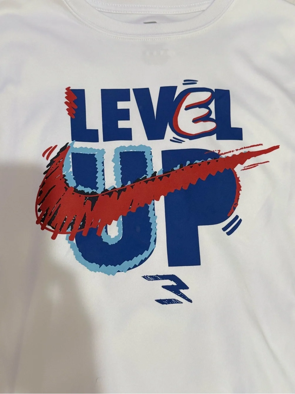 Nike White 'Level Up' Tee with Red Athletic Shorts